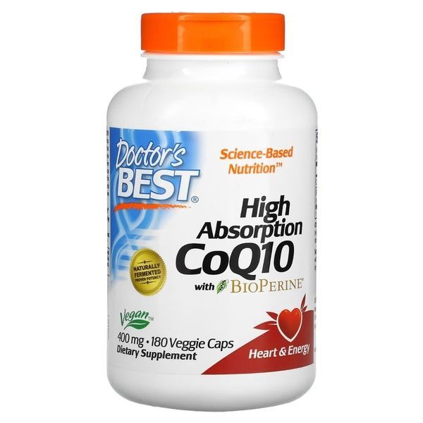 Коэнзим Q10 с высокой абсорбции и Биоперином, 400 мг, High Absorption CoQ10 with BioPerine, Doctor's Best, 180 вегетарианских капсул,  Doctor's Best фото