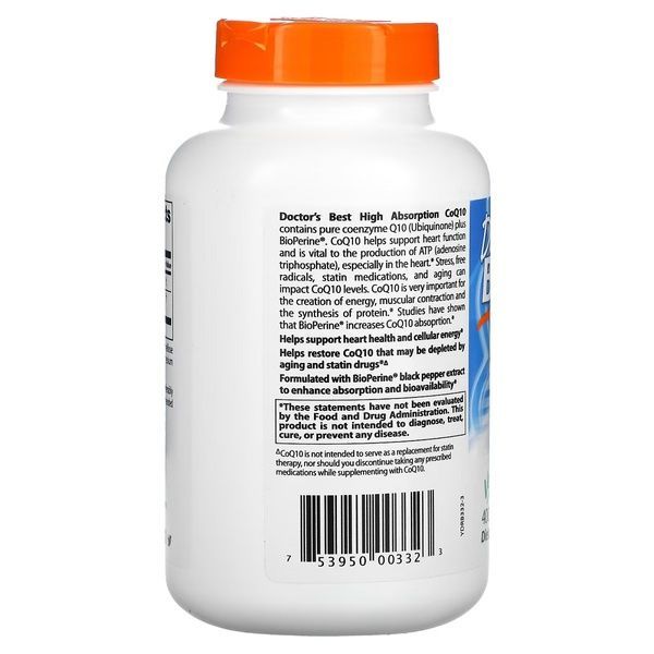 Коэнзим Q10 с высокой абсорбции и Биоперином, 400 мг, High Absorption CoQ10 with BioPerine, Doctor's Best, 180 вегетарианских капсул,  Doctor's Best фото