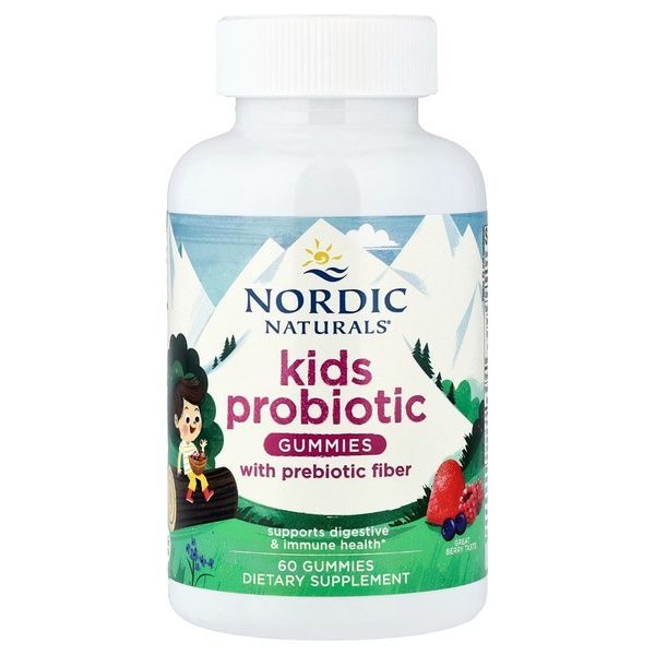 Пробіотики для дітей, смак ягід, Kids Probiotic Gummies, Nordic Naturals, 60 жувальних таблеток,  Nordic Naturals фото