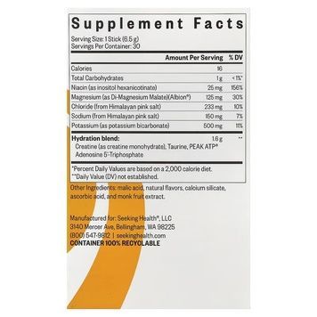 Електроліти, смак апельсину, Optimal Electrolyte, Seeking Health, 30 стиків,  Seeking Health фото