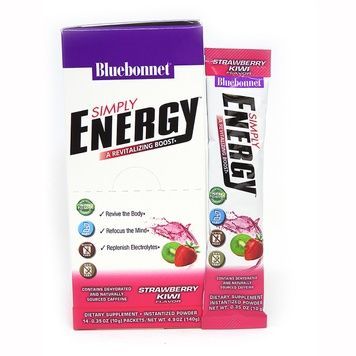 Енергетичний напій в порошку, Смак Полуниці і Ківі, Bluebonnet Nutrition, Simply Energy Grape, 14 пакетиків по 10 г,  Bluebonnet Nutrition фото