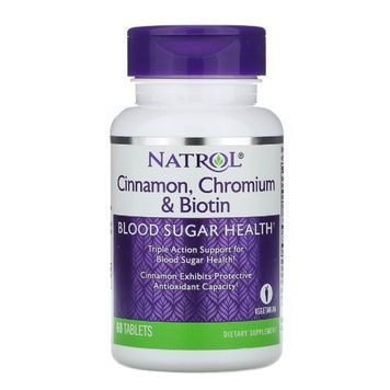 Корица, Хром и Биотин, Natrol, 60 таблеток,  Natrol фото