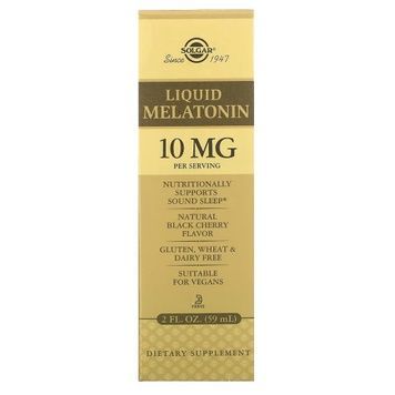 Мелатонін рідкий, 10 мг, смак черешні, Liquid Melatonin, Solgar, 59 мл,  Solgar фото