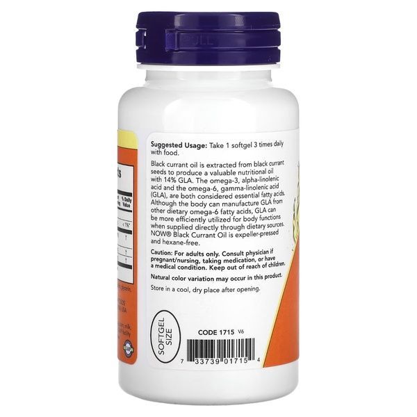 Масло черной смородины, 500 мг, Black Currant Oil, Now Foods, 100 гелевых капсул,  Now Foods фото