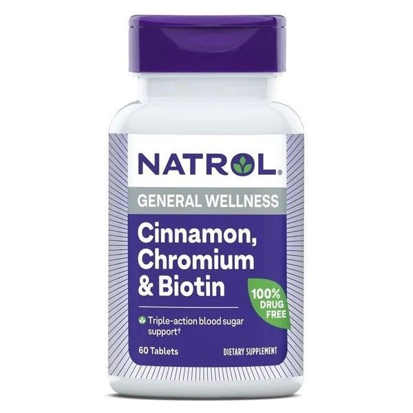 Корица, Хром и Биотин, Natrol, 60 таблеток,  Natrol фото