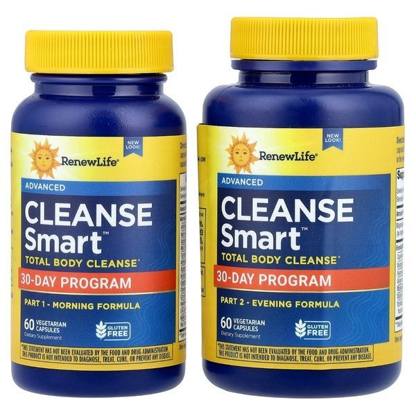 Очищение и детокс, 30-дневная программа, Advanced Cleanse Smart, Renew Life, 2 баночки по 60 вегетарианских капсул,  Renew Life фото