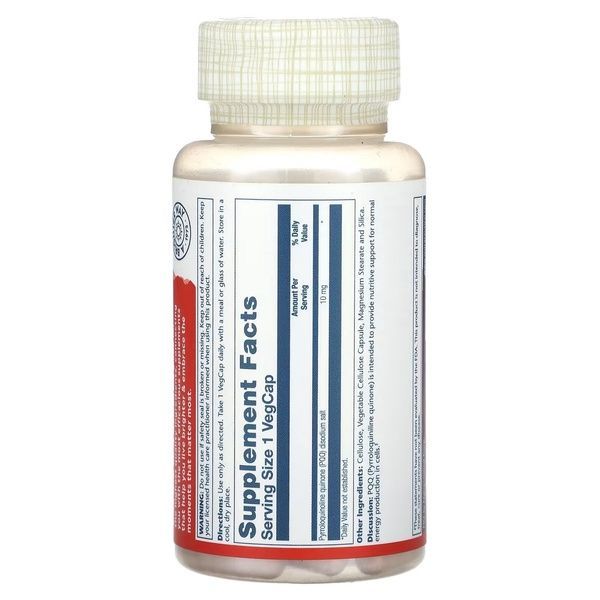 Пирролохинолин, 10 мг, PQQ, Solaray, 30 вегетарианских капсул,  Solaray фото