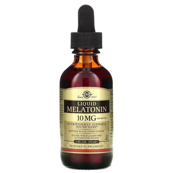 Мелатонин жидкий, 10 мг, вкус черешни, Liquid Melatonin, Solgar, 59 мл,  Solgar фото