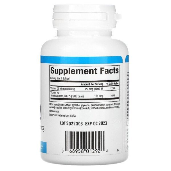 Вітамін D3 і К2, Vitamin D3 & K2, Natural Factors, 60 Гелевих Капсул,  Natural Factors фото