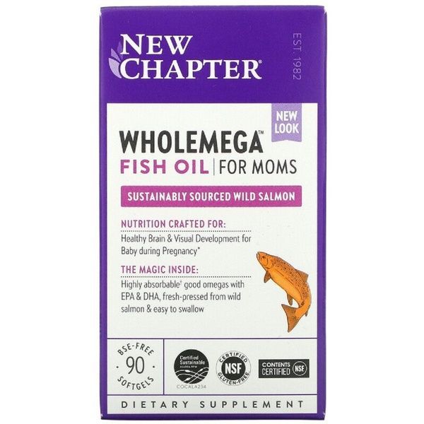 Жир Аляскинського Лосося для Мам 500мг, Wholemega for Moms, New Chapter, 90 желатинових капсул,  New Chapter фото