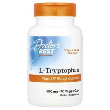 L-триптофан, 500 мг, L-Tryptophan, Doctor's Best, 90 вегетаріанських капсул,  Doctor's Best фото