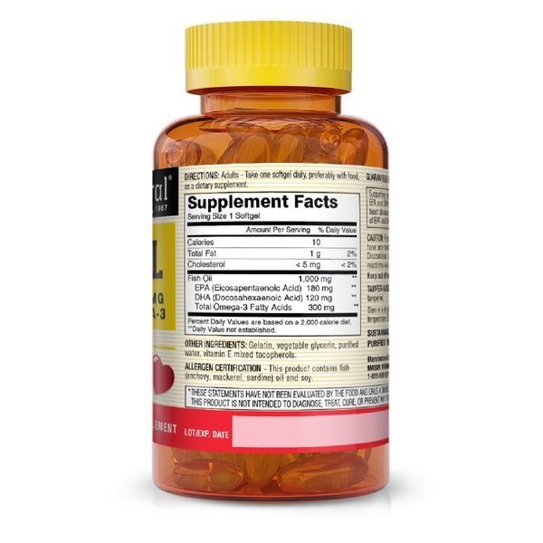 Риб'ячий жир 1000 мг з Омега-3 300 мг, Omega-3 Fish Oil, Mason Natural, 200 гелевих капсул,  Mason Natural фото