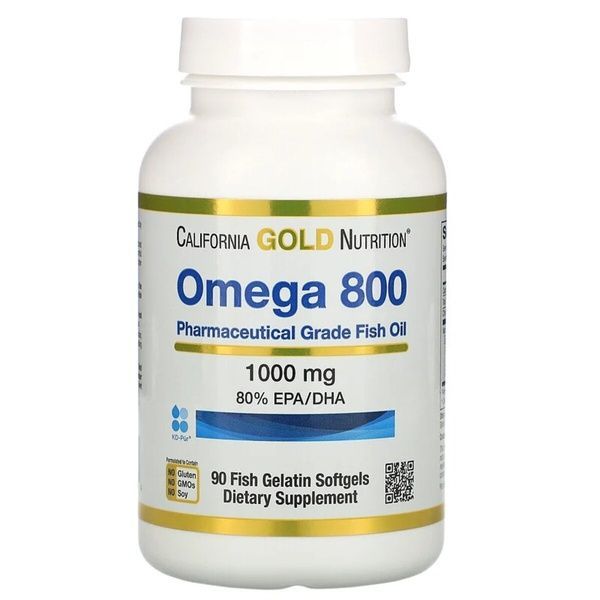 Омега 800, Риб'ячий жир фармацевтичного якості, 1000 мг, California Gold Nutrition, 90 желатинових капсул,  California Gold Nutrition фото