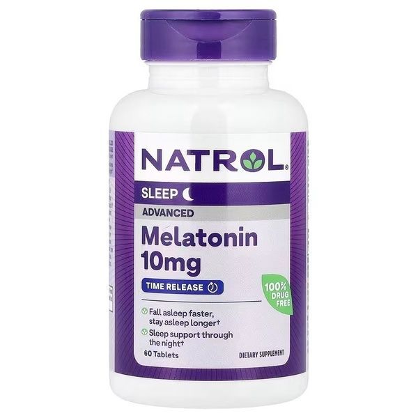 Мелатонин Медленного Высвобождения 10 мг, Melatonin Advanced Sleep, Natrol, 60 таблеток,  Natrol фото