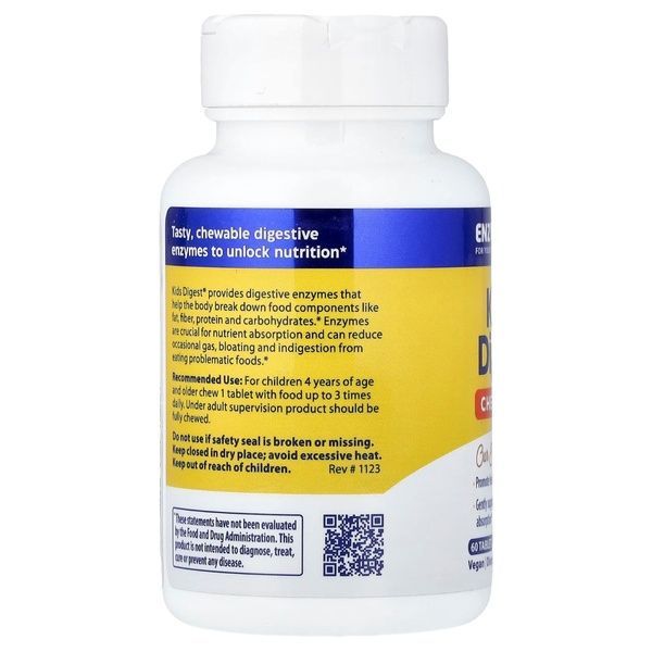 Ферменти травні для дітей, смак фруктів, Kids Digest, Chewable Digestive Enzymes, Enzymedica, 60 жувальних таблеток,  Enzymedica фото