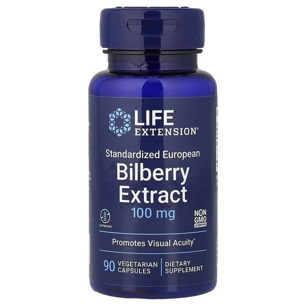 Черника экстракт, 100 мг, Bilberry Extract, Life Extension, 90 вегетарианских капсул,  Life Extension фото