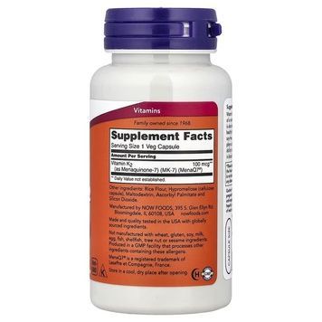 Вітамін K-2, 100 мкг, MK-7 Vitamin K-2, Now Foods, 120 вегетаріанських капсул,  Now Foods фото