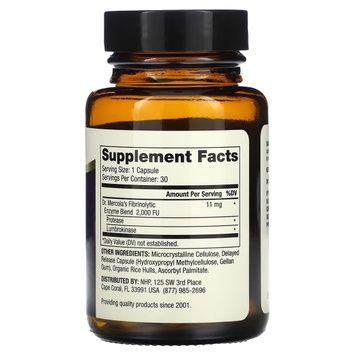 Ферменты для переваривания белка, Люмброкиназа, Lumbrokinase Enzymes, Dr. Mercola, 30 капсул,  Dr. Mercola фото
