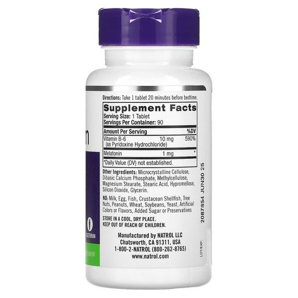 Мелатонин с замедленным высвобождением, 1 мг, Melatonin, Time Release, Natrol, 90 таблеток,  Natrol фото