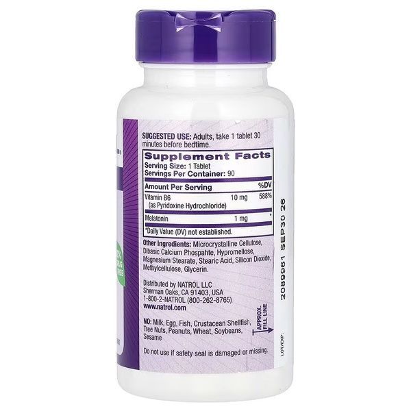 Мелатонин с замедленным высвобождением, 1 мг, Melatonin, Time Release, Natrol, 90 таблеток,  Natrol фото