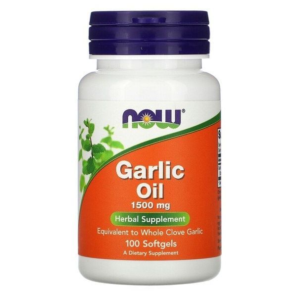 Часникова олія, 1500 мг, Garlic Oil, Now Foods, 100 гелевих капсул,  Now Foods фото
