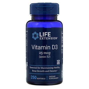 Витамин D3, Vitamin D3, Life Extension, 25 мкг (1000 МЕ), 250 гелевых капсул,  Life Extension фото