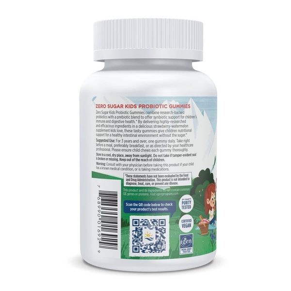 Пробиотики для детей без сахара, вкус клубники и арбуза, Zero Sugar Kids Probiotic Gummies, Nordic Naturals, 30 жевательных таблеток,  Nordic Naturals фото