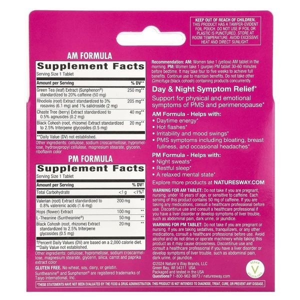 Женское здоровье при пременопаузе, день/ночь, AM/PM PeriMenopause Formula, Nature's Way, 60 таблеток,  Nature's Way фото