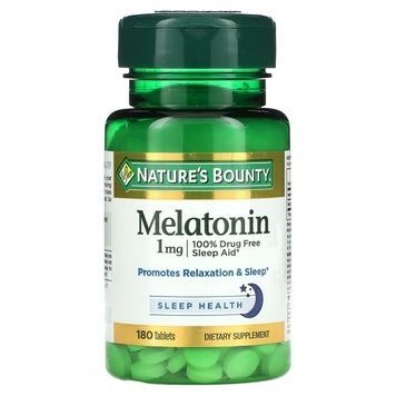 Мелатонін, 1 мг, Melatonin, Nature's Bounty, 180 таблеток,  Nature's Bounty фото
