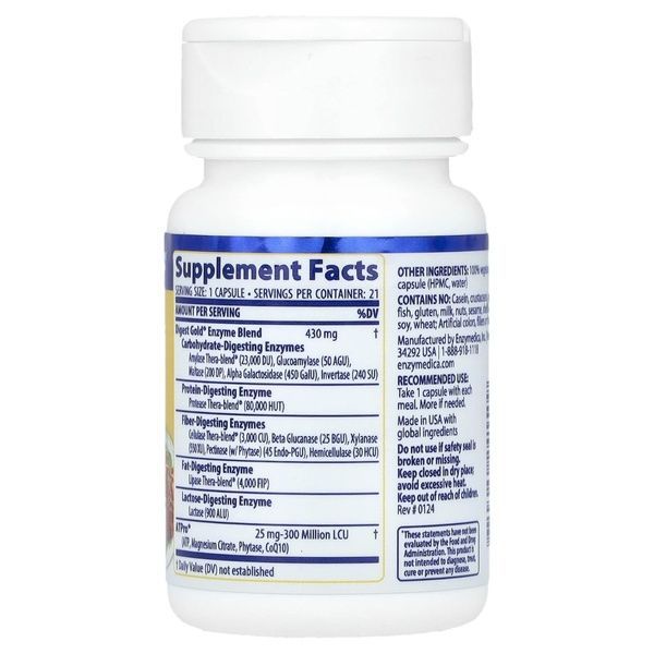 Пищеварительные ферменты, Digest Gold с ATPro, Enzymedica, 21 капсула,  Enzymedica фото