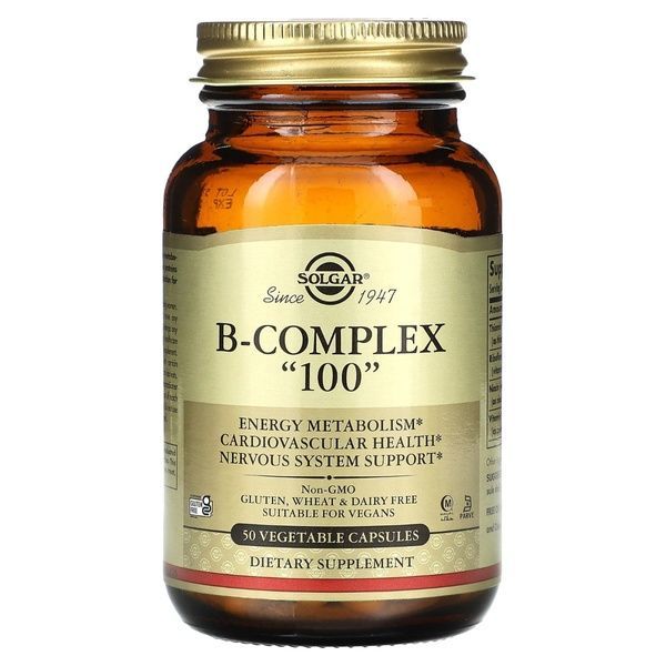 Витамины B-комплекс, B-Complex "100", Solgar, 50 вегетарианских капсул,  Solgar фото