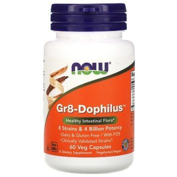 Пробиотики для Улучшения Желудочного Тракта, Gr8-Dophilus, Now Foods, 60 вегетарианских капсул,  Now Foods фото