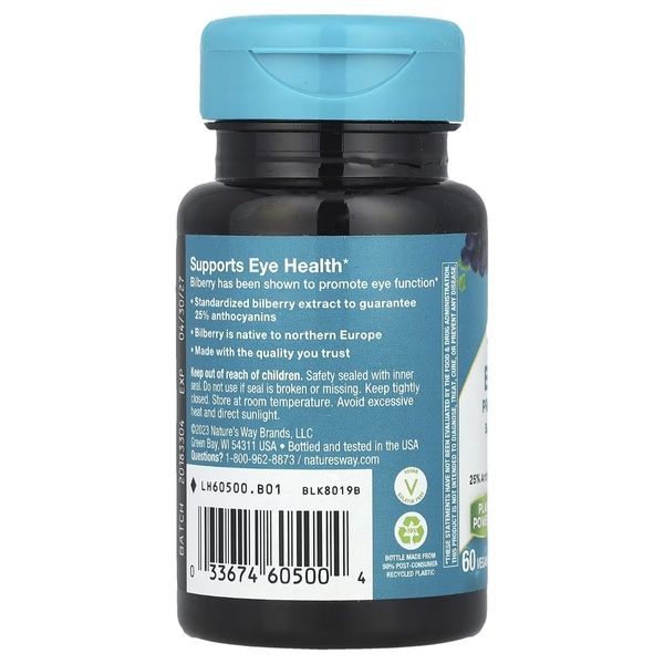 Черника, премиум экстракт, Bilberry, Premium Extract, Nature's Way, 60 вегетарианских капсул,  Nature's Way фото