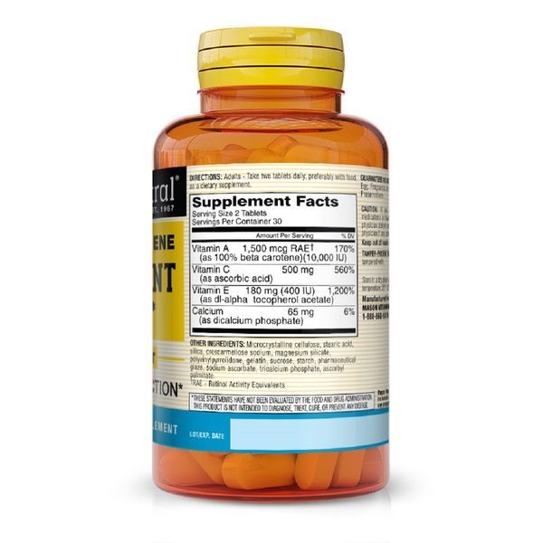 Антиоксидант Витамины A, E, C, Vitamin E, C & Beta Carotene, Mason Natural, 60 таблеток,  Mason Natural фото