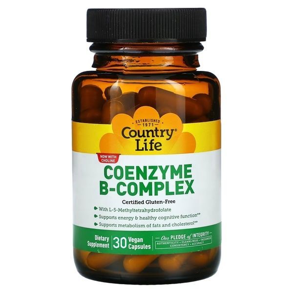 Коэнзим В-Комплекса, Coenzyme B-Complex, Country Life, 30 вегетарианских капсул,  Country Life фото