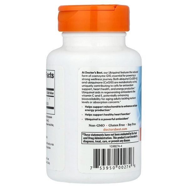Убихинол, Ubiquinol with Kaneka, Doctor's Best, 200 мг, 30 желатиновых капсул,  Doctor's Best фото