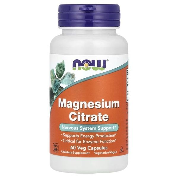 Магній цитрат, Magnesium Citrate, Now Foods, 60 вегетаріанських капсул,  Now Foods фото