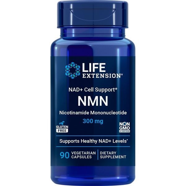 Нікотинамід мононуклеотид, 300 мг, NMN Nicotinamide Mononucleotide, NAD+ Cell Support, Life Extension, 90 вегетаріанських капсул,  Life Extension фото