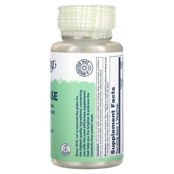 Лактаза, 40 мг, Lactase, Solaray, 100 вегетаріанських капсул,  Solaray фото