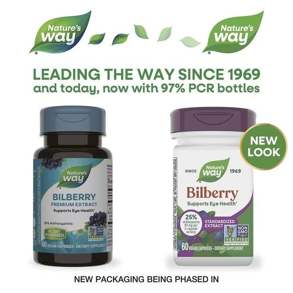 Черника, премиум экстракт, Bilberry, Premium Extract, Nature's Way, 60 вегетарианских капсул,  Nature's Way фото