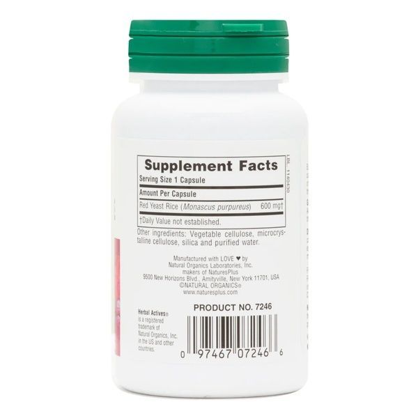 Красный Дрожжевой Рис 600мг, Herbal Actives, Natures Plus, 60 вегетарианских капсул,  Natures Plus фото