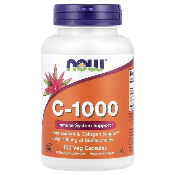 Витамин C-1000, Vitamin C-1000, Now Foods, 100 вегетарианских капсул,  Now Foods фото