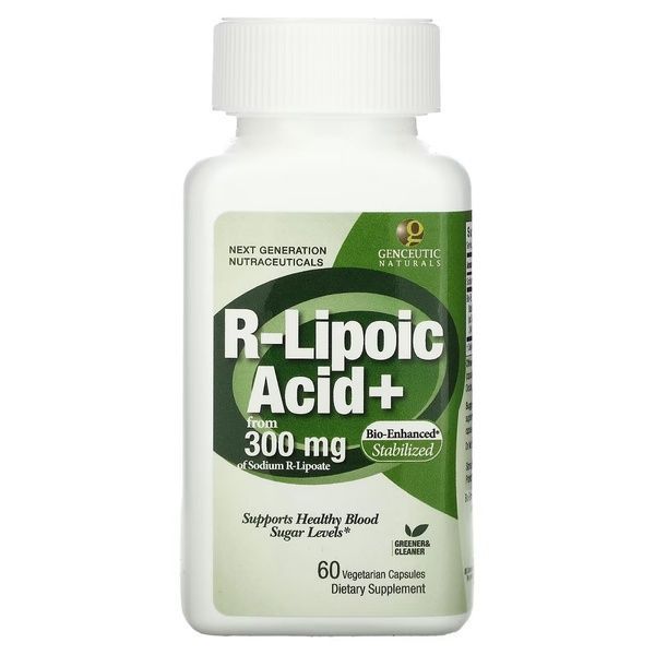 R-ліпоєва кислота, R-Lipoic Acid+, Genceutic Naturals, 60 вегетаріанських капсул,  Genceutic Naturals фото