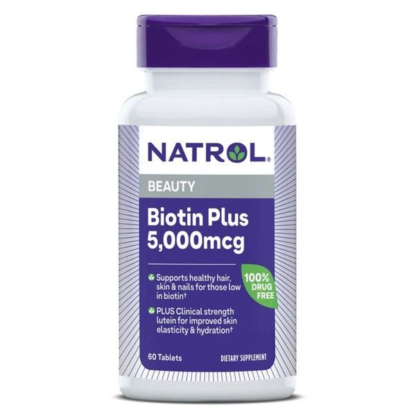 Биотин повышенной эффективности, 5000 мкг, Biotin Plus, Natrol, 60 таблеток,  Natrol фото
