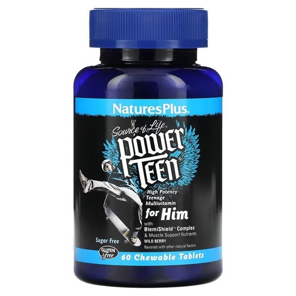 Мультивітаміни для Хлопців, Смак Лісових Ягід, Power Teen, Natures Plus, 60 жувальних таблеток,  Natures Plus фото