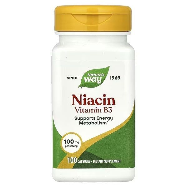 Ніацин, Вітамін B3, 100 мг, Niacin, Vitamin B3, Nature's Way, 100 капсул,  Nature's Way фото