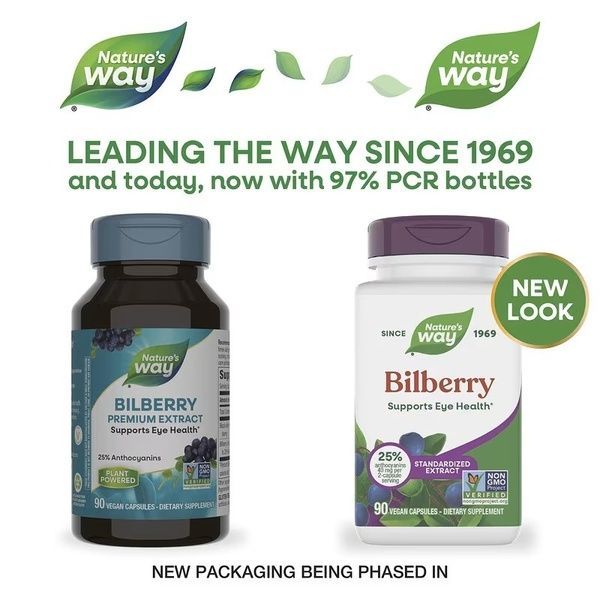 Черника, премиум экстракт, Bilberry, Premium Extract, Nature's Way, 90 вегетарианских капсул,  Nature's Way фото