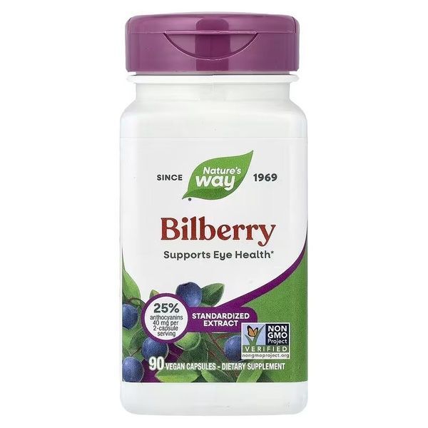 Черника, премиум экстракт, Bilberry, Premium Extract, Nature's Way, 90 вегетарианских капсул,  Nature's Way фото