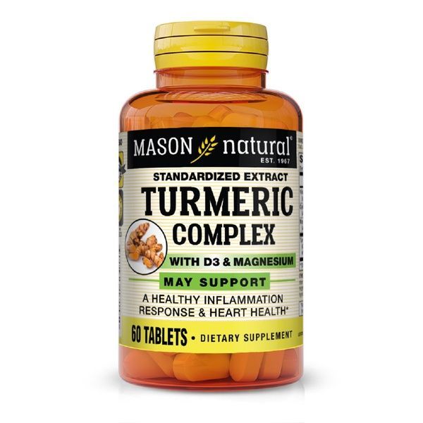 Комплекс куркуми з вітаміном D3 та магнієм, Turmeric Complex With Vitamin D3 & Magnesium, Mason Natural, 60 таблеток,  Mason Natural фото