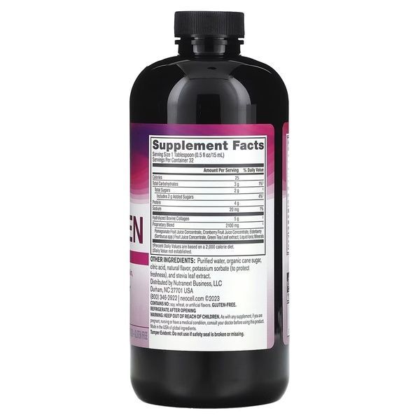Рідкий Колаген типу 1 та 3, Смак Гранату, Collagen Type 1 & 3 Liquid, NeoCell, 473 мл,  Neocell фото